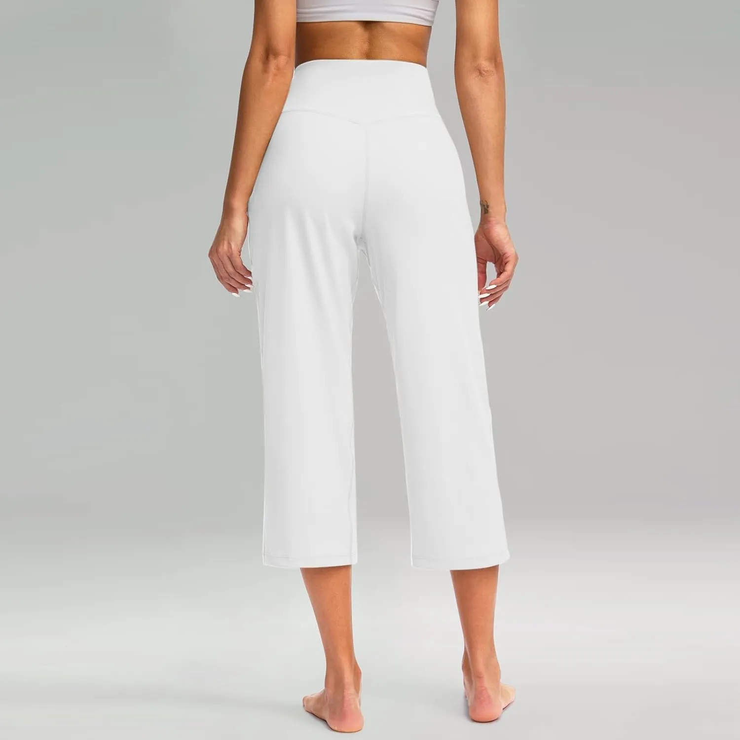 Capri Yoga Pants for Women High Waisted Tummy Control Summer Wide Leg Lounge Running Jogger Ladies Capris with Pocket