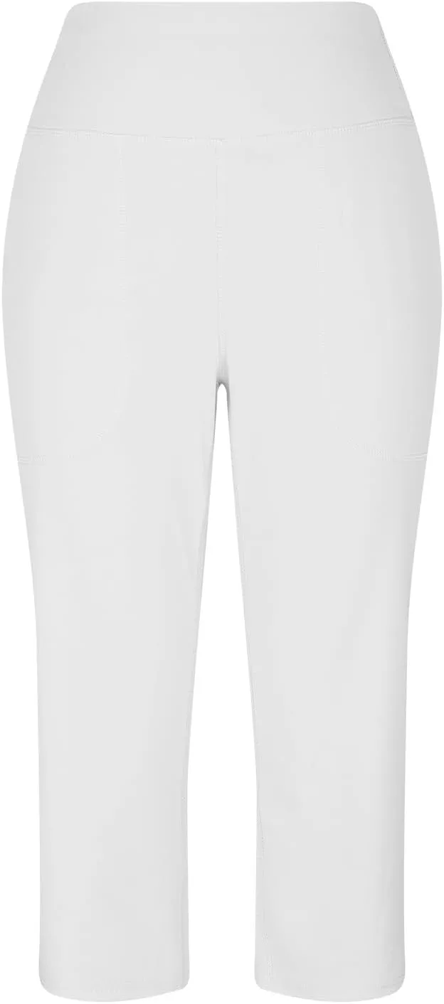 Capri Yoga Pants for Women High Waisted Tummy Control Summer Wide Leg Lounge Running Jogger Ladies Capris with Pocket