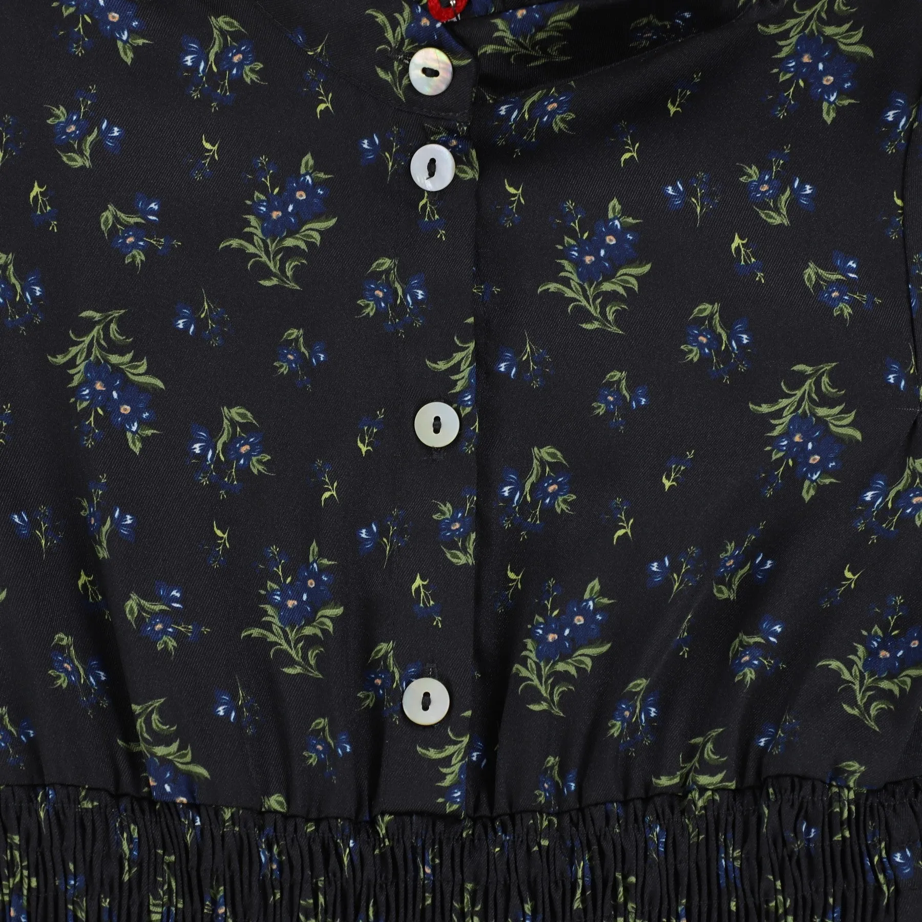 CHRISTINA RHODE MIDNIGHT FLORAL SMOCKED LAYERED DRESS