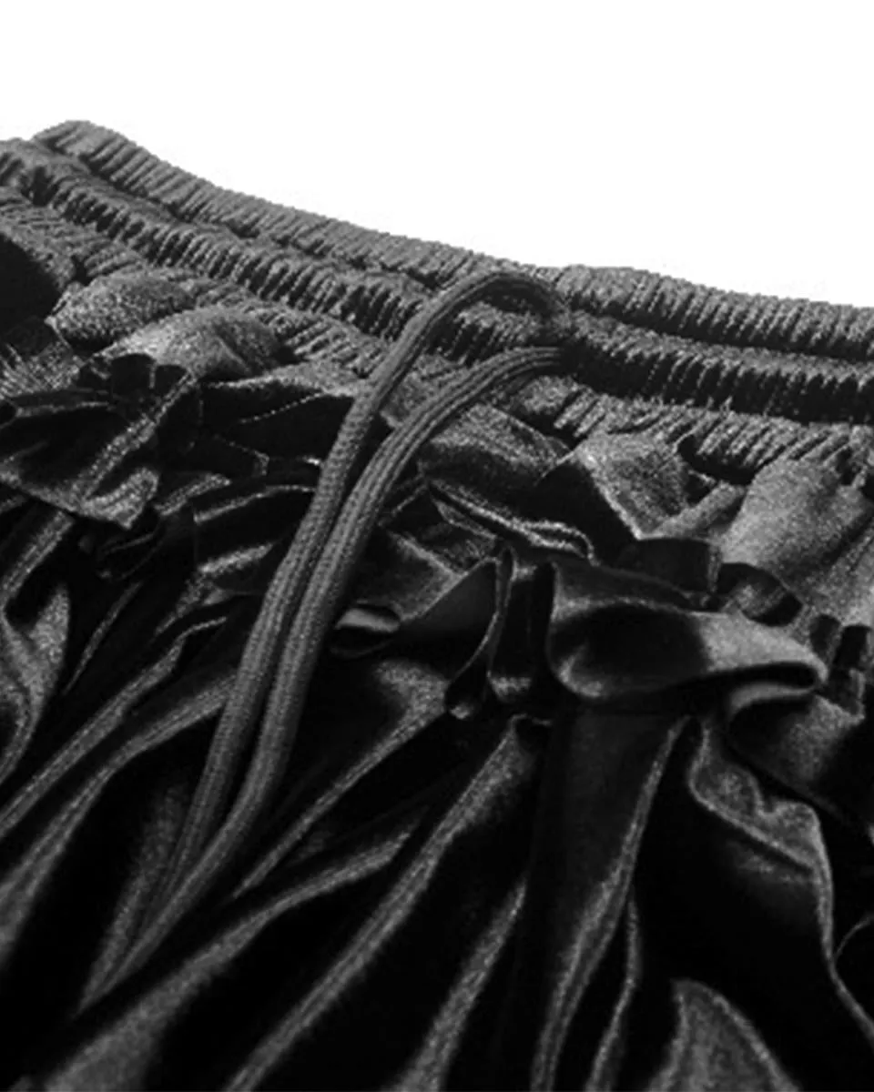 Dark In Love Dark Gothic Lolita Layered Velvet & Lace Frill Skater Mini Skirt