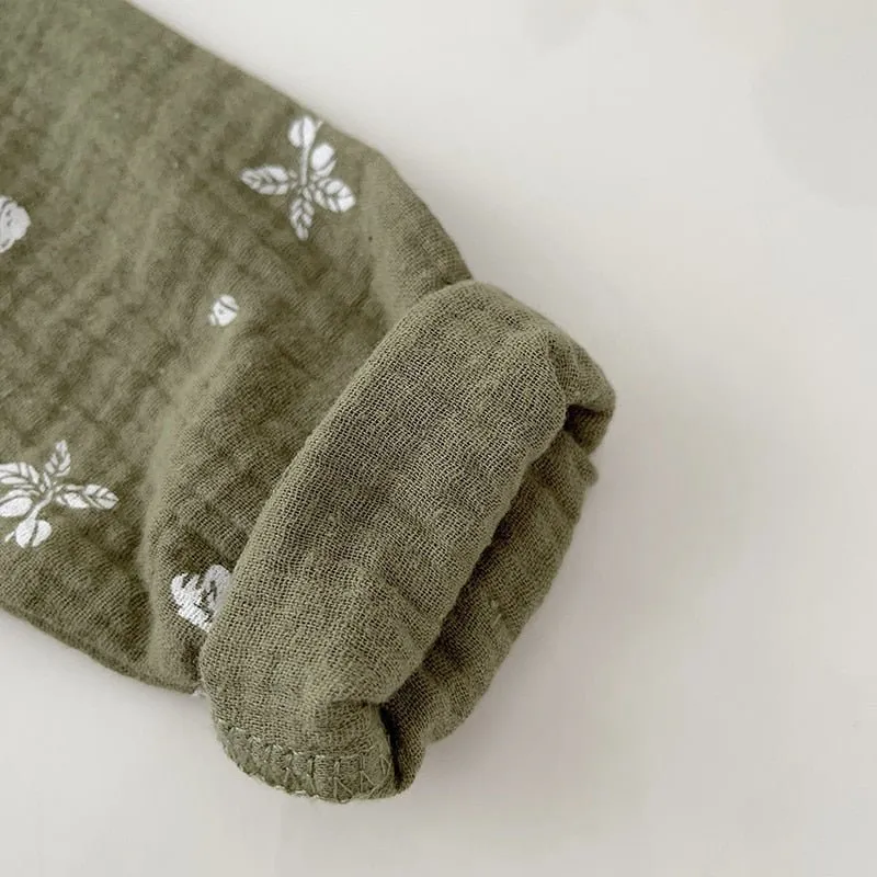 Floral Linen Button-Up Blouse for Girls