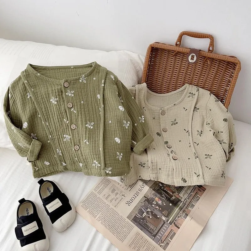Floral Linen Button-Up Blouse for Girls