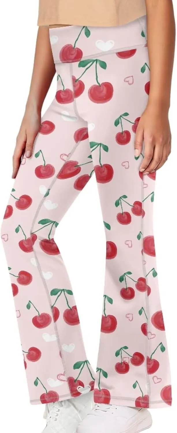 Girls Flare Legging Stretch High Waist Cross Yoga Pants Casual Bootcut Stretch Sports Sweatpants for 5-14 Teens