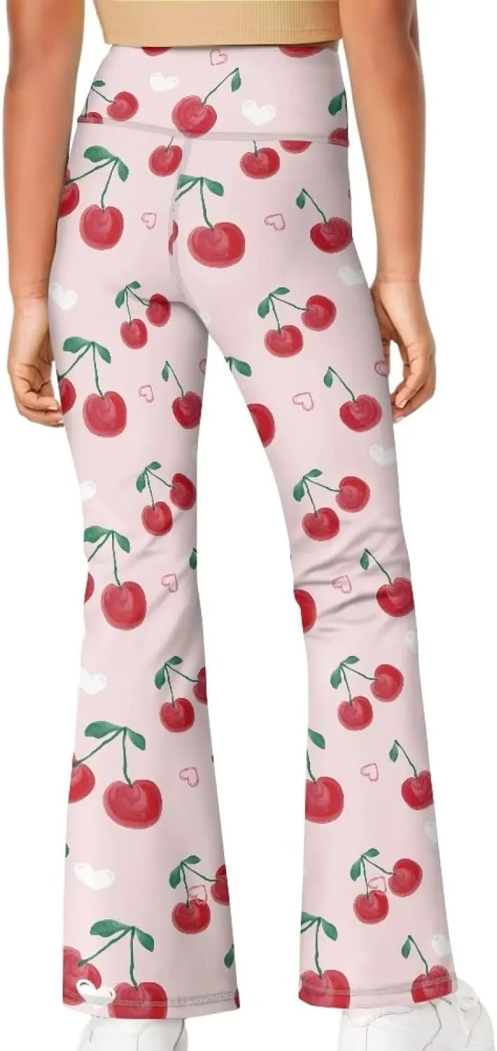 Girls Flare Legging Stretch High Waist Cross Yoga Pants Casual Bootcut Stretch Sports Sweatpants for 5-14 Teens
