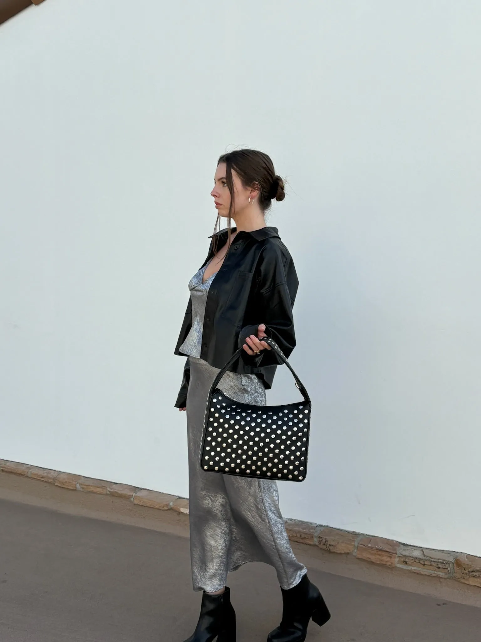 KEEN THE LABEL Elara Chrome Midi Skirt