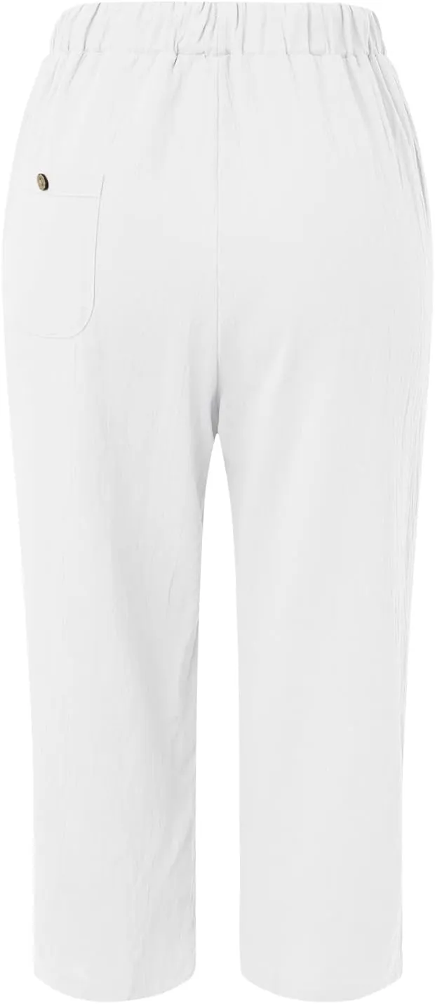 LCMTWX Capri Pants for Women Elastic Pants for Women Fashion Casual Fashion Shorts Trousers Solid Black Leggings with Capri