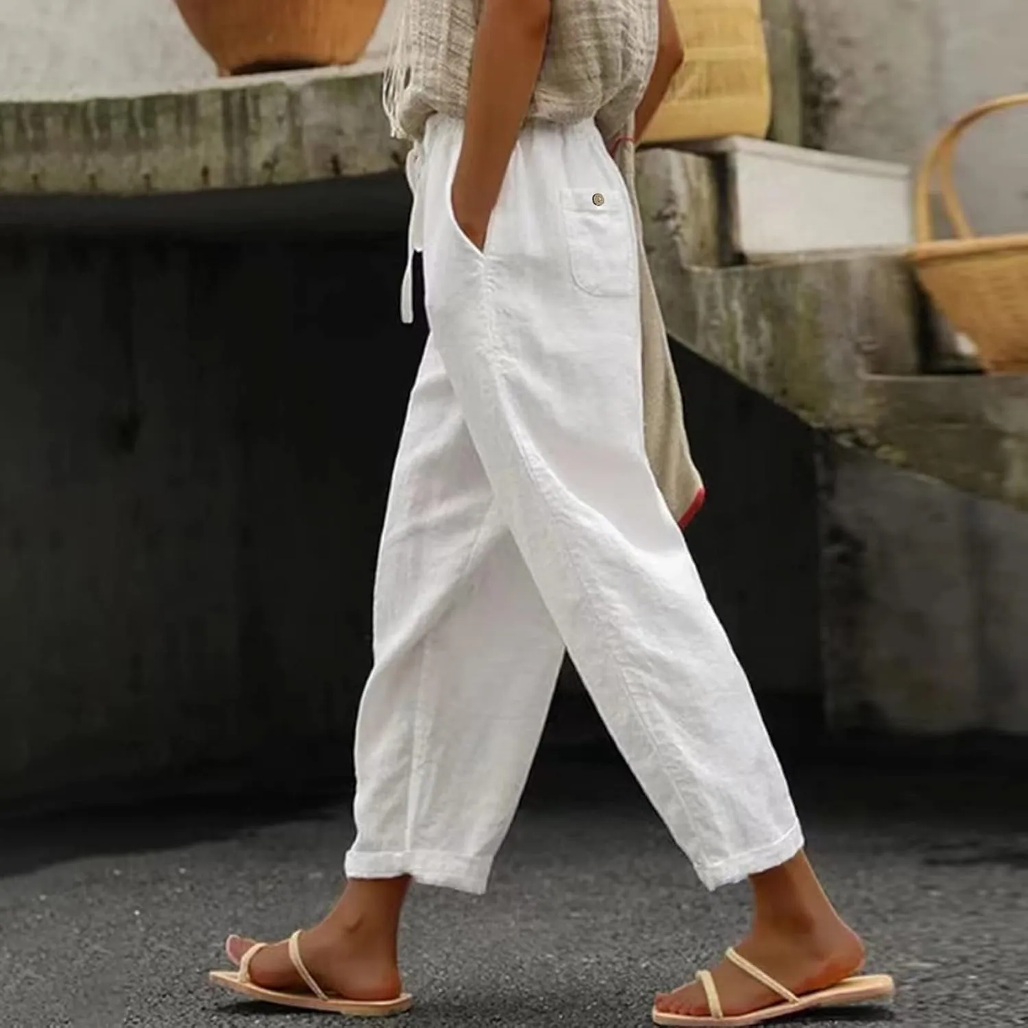 LCMTWX Capri Pants for Women Elastic Pants for Women Fashion Casual Fashion Shorts Trousers Solid Black Leggings with Capri