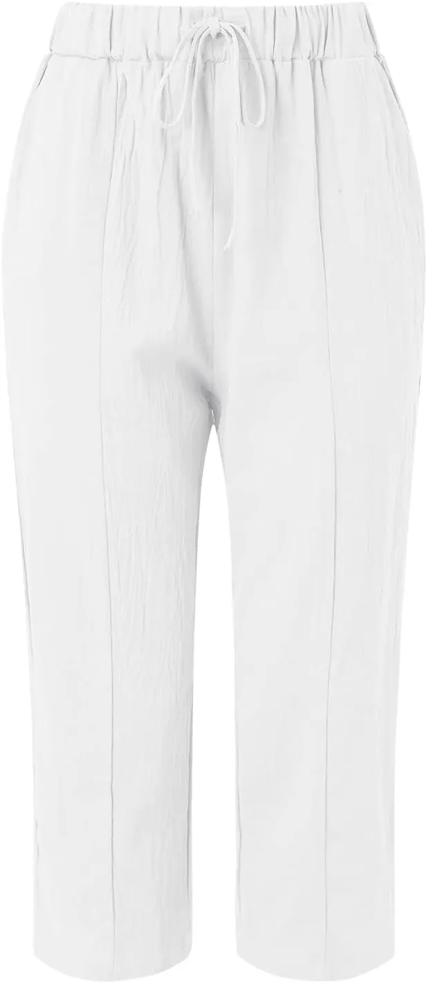 LCMTWX Capri Pants for Women Elastic Pants for Women Fashion Casual Fashion Shorts Trousers Solid Black Leggings with Capri