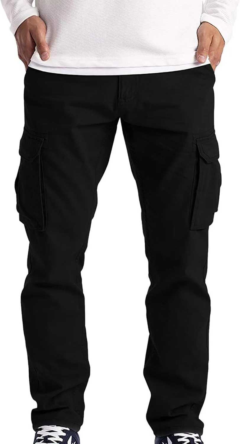 Mens 2023 Casual Cargo Pant Hiking Trousers Multi Pockets Twill Chino Pants Overalls Straight Joggers Gym Sweatpants