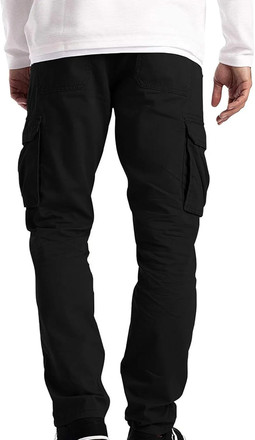 Mens 2023 Casual Cargo Pant Hiking Trousers Multi Pockets Twill Chino Pants Overalls Straight Joggers Gym Sweatpants