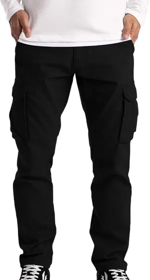 Mens 2023 Casual Cargo Pant Hiking Trousers Multi Pockets Twill Chino Pants Overalls Straight Joggers Gym Sweatpants