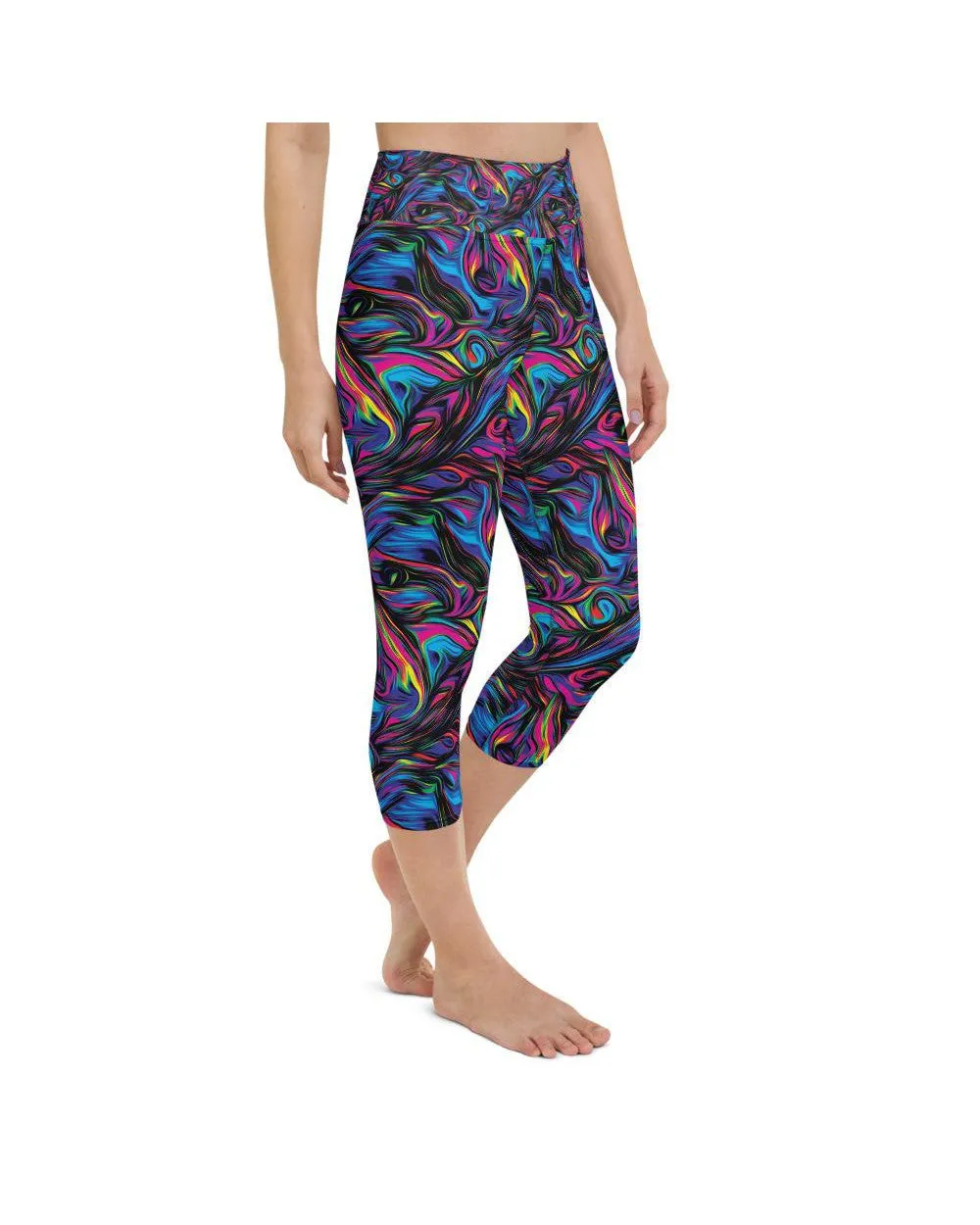 Psychedelic Neon Paint Yoga Capris