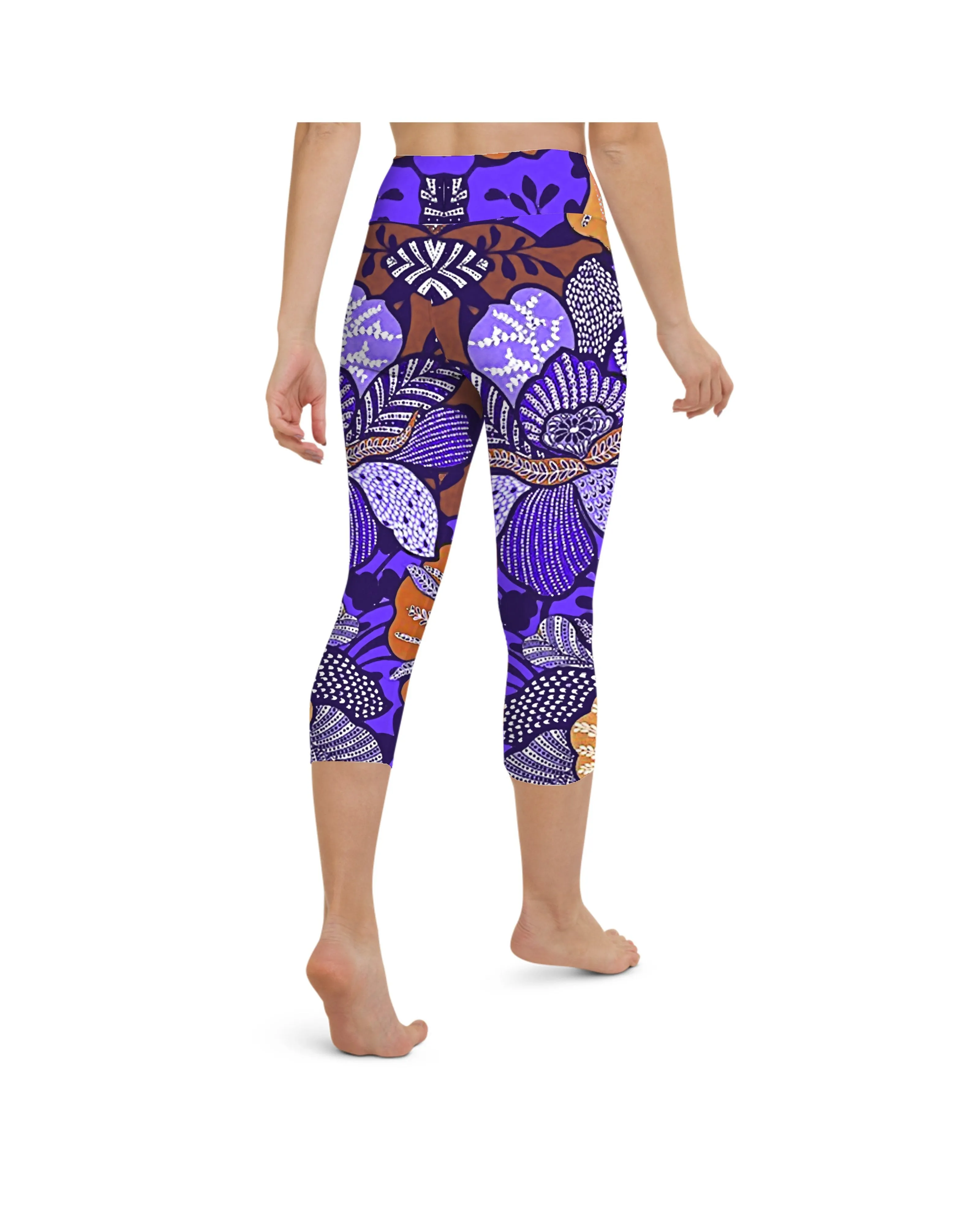 Purple Batik Floral Yoga Capris