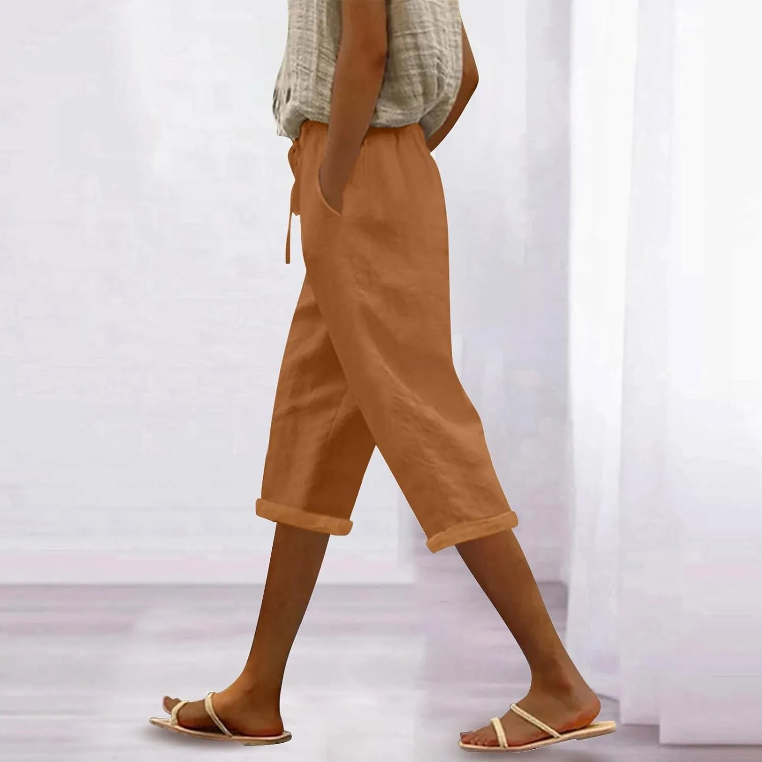 Summer High Waisted Cotton Linen Palazzo Pants Wide Leg 2024 Lounge Pant Trousers Plus Size Palazzo Pants for Women