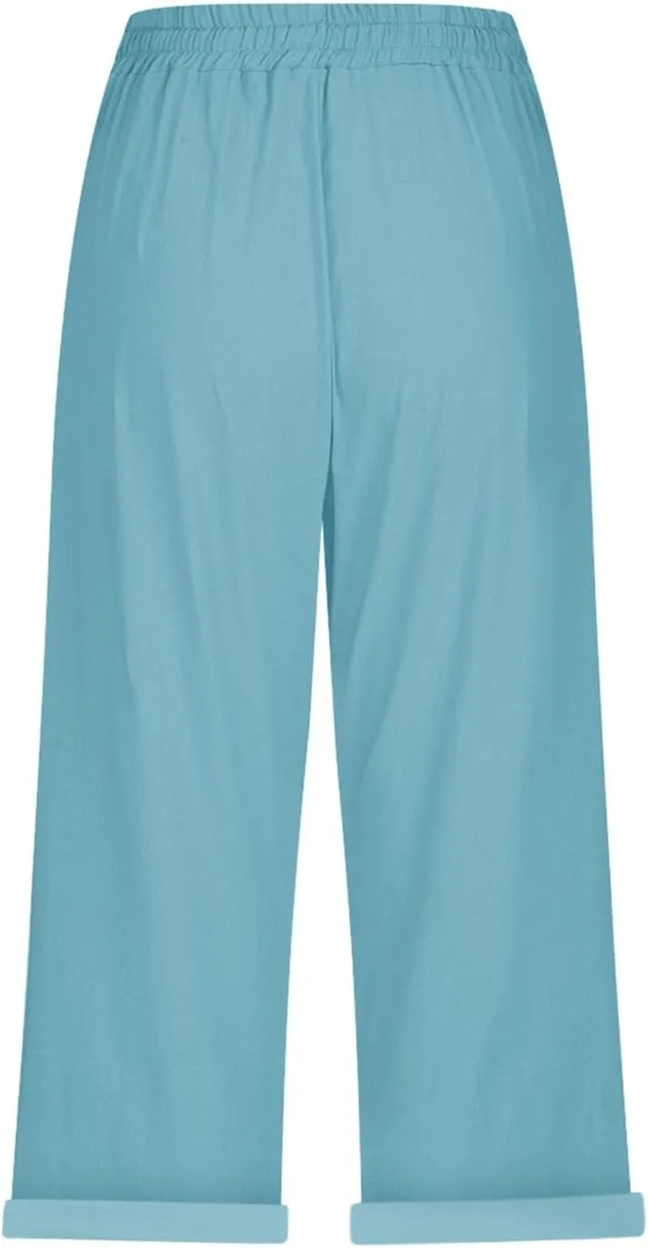 Summer High Waisted Cotton Linen Palazzo Pants Wide Leg 2024 Lounge Pant Trousers Plus Size Palazzo Pants for Women