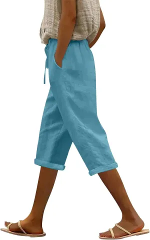 Summer High Waisted Cotton Linen Palazzo Pants Wide Leg 2024 Lounge Pant Trousers Plus Size Palazzo Pants for Women