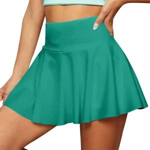 Women's Basic Versatile Stretchy high Waist Flared Smocked Mini Skort Skirt 2025, S-2XL