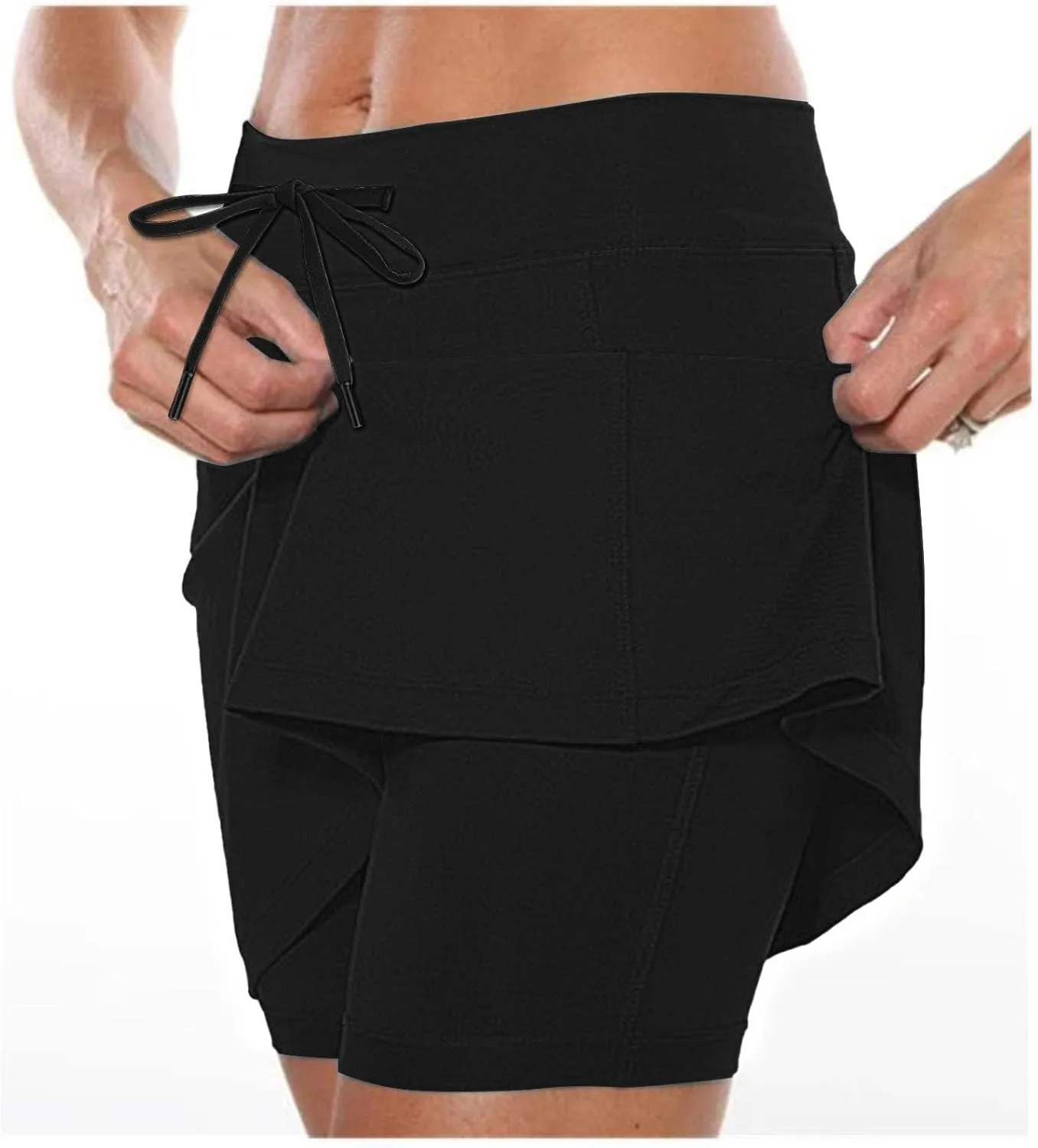 Women's Boho Skirts 2025 Summer Athletic Loose Trendy Drawstring Solid Color Yoga Fitness Tennis Skirt, S-5XL