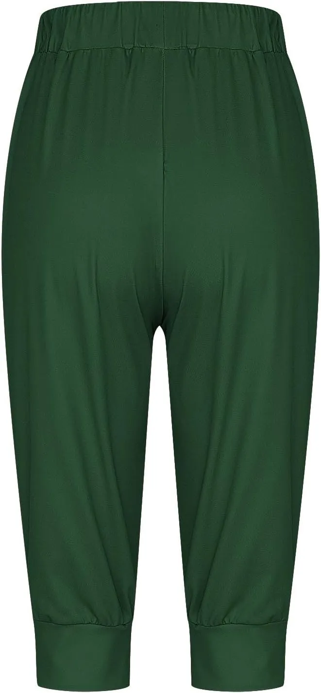 Womens Capri Sweatpants Joggers Summer Casual Cropped Jogger Pants Gym Workout Yoga Capris with Pockets