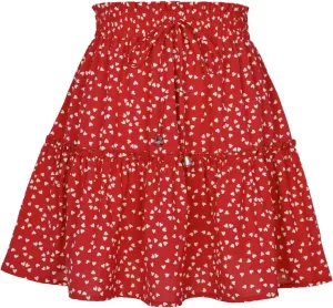 Womens Fashion Elastic Waist Flared Short Skirt Floral Print Pleated High Waist Mini Skater Skirt with Drawstring