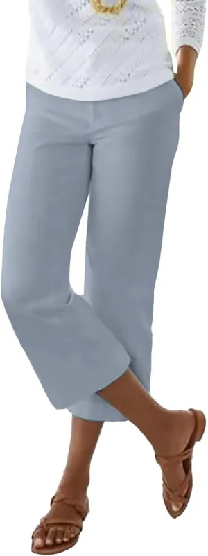 Women's Woven Cargo Capri Jogger Pants Women Clothes Solid Casual Pants Wide Leg Pocket Cropped Trouser 2025